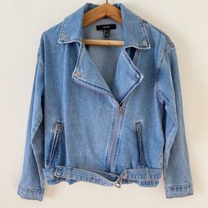 NWT Forever 21 Denim Moto Oversized Jacket